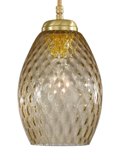 Светильник подвесной B 10033/3 Reccagni Angelo янтарный 3 лампы, основание матовое золото в стиле классический современный выдувное фото 3
