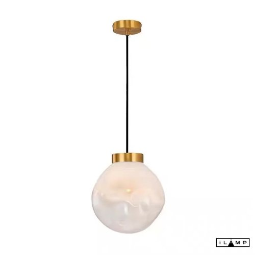 Светильник подвесной Pear 8648P/L GL-WH iLamp белый 1 лампа, основание золотое в стиле арт-деко современный шар выдувное