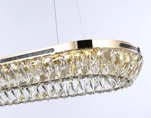 Люстра подвесная LED TR5025 Ambrella light прозрачная на 1 лампа, основание золотое в стиле современный классический  фото 8