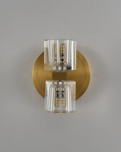 Бра Brass V11016-2W Moderli прозрачный на 2 лампы, основание золотое латунь в стиле современный американский фото 3