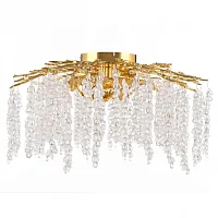 Люстра потолочная Милано-3 23312.700.6.G9.D GD Артемилано прозрачная на 6 ламп, основание золотое в стиле флористика современный ветви