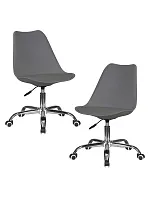Офисное кресло набор 2 шт. SET-2 635DPP-LMZL MICKEY, цвет темно-серый (GR-04) Dobrin, /экокожа, ножки/металл/хром, размеры - 810*915***670*670