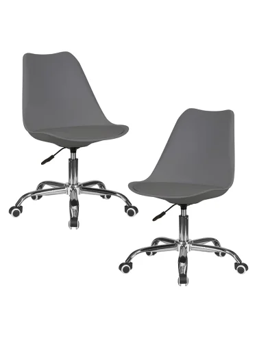 Офисное кресло набор 2 шт. SET-2 635DPP-LMZL MICKEY, цвет темно-серый (GR-04) Dobrin, /экокожа, ножки/металл/хром, размеры - 810*915***670*670