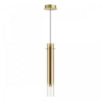 Светильник подвесной LED Shiny 5061/5LB Odeon Light янтарный 1 лампа, основание золотое в стиле модерн трубочки