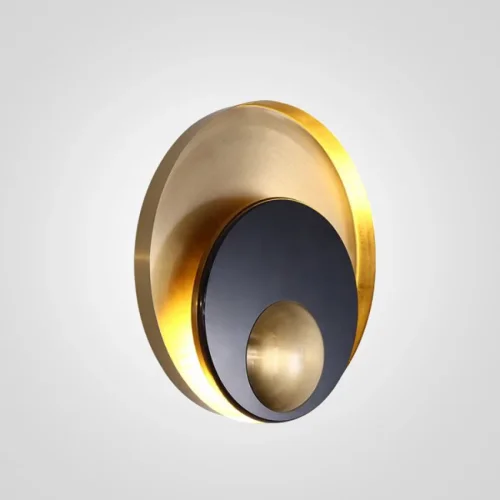 Бра Джаггер Black WALL LAMP round gold 149472-22 ImperiumLoft латунь чёрный на 1 лампу, основание латунь в стиле современный 