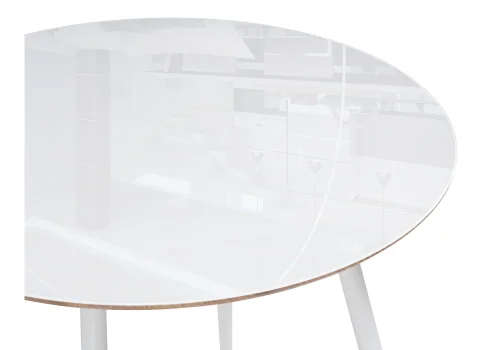 Стеклянный стол Абилин 90х76 ультра белое стекло / дуб вотан / белый матовый 516539 Woodville столешница белая из стекло фото 2