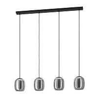 Светильник подвесной Ciampino 901193 Eglo чёрный дымчатый на 4 лампы, основание чёрное в стиле современный линейный