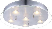 Светильник потолочный LED BERTO 49200-6R Globo прозрачный 6 ламп, основание серебряное в стиле современный 