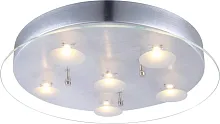 Светильник потолочный LED BERTO 49200-6R Globo прозрачный на 6 ламп, основание серебряное в стиле современный 