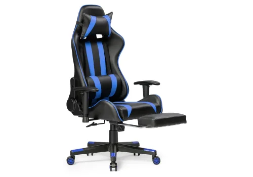 Компьютерное кресло Corvet black / blue 15465 Woodville, синий чёрный/искусственная кожа, ножки/пластик/чёрный, размеры - *1350***540*