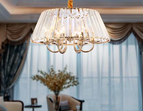 Люстра подвесная TR5039 Ambrella light прозрачная на 6 ламп, основание золотое в стиле классический современный  фото 2