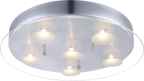 Светильник потолочный LED BERTO 49200-6R Globo прозрачный на 6 ламп, основание серебряное в стиле современный 