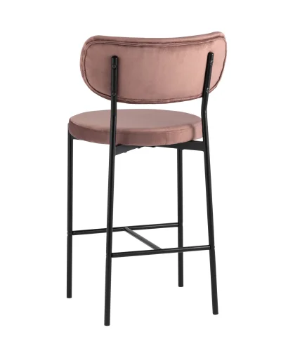 Cтул полубарный Барбара, велюр пыльно-розовый УТ000028061 Stool Group, розовый/велюр, ножки/металл/чёрный, размеры - ****485*540 фото 4