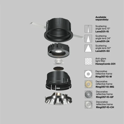 Светильник точечный LED Wise DL057-10W3K-B Maytoni чёрный на 1 лампу, основание чёрное в стиле хай-тек современный фото 12