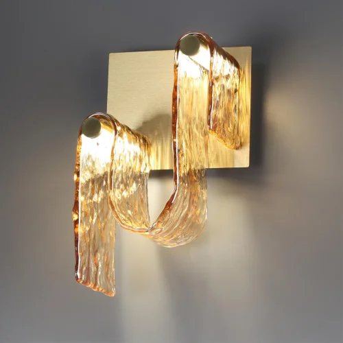 Бра LED Flow 5105/11WL Odeon Light янтарный на 1 лампу, основание золотое в стиле современный арт-деко фото 4