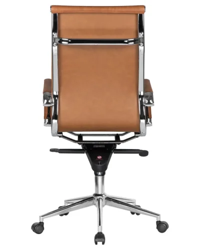 Офисное кресло для руководителей 101F-LMR CLARK, цвет светло-коричневый №321 Dobrin, коричневый/экокожа, ножки/металл/хром, размеры - 1090*1150***680*680 фото 5