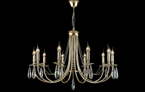 Люстра подвесная VICTORIA SP10 GOLD/AMBER Crystal Lux без плафона на 10 ламп, основание золотое в стиле арт-деко фото 4