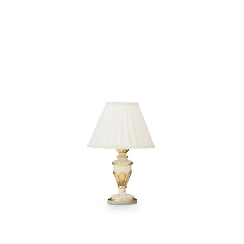 Настольная лампа FIRENZE TL1 BIANCO ANTICO Ideal Lux белая на 1 лампу, основание золотое белое смола металл в стиле классический 