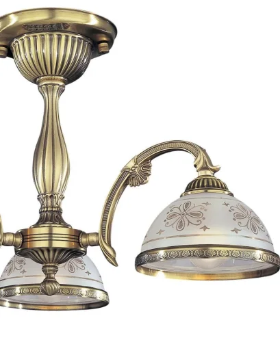 Люстра потолочная  PL 6022/3 Reccagni Angelo белая прозрачная на 3 лампы, основание античное бронза в стиле классический  фото 2