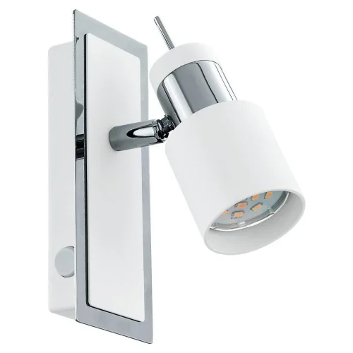 Бра с выключателем LED DAVIDA 92084 Eglo хром на 1 лампу, основание хром серое белое в стиле современный минимализм 