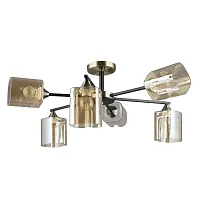 Люстра потолочная Merci A4185PL-6BK Arte Lamp янтарная на 6 ламп, основание чёрное в стиле современный классический 