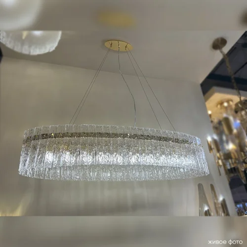 Люстра подвесная OVIEDO SP12 L1200 Crystal Lux прозрачная на 12 ламп, основание золотое в стиле классический фото 7