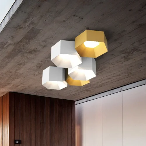 Светильник потолочный HEXAGON A 101669-26 ImperiumLoft зелёный на 3 лампы, основание зелёное в стиле современный фото 3