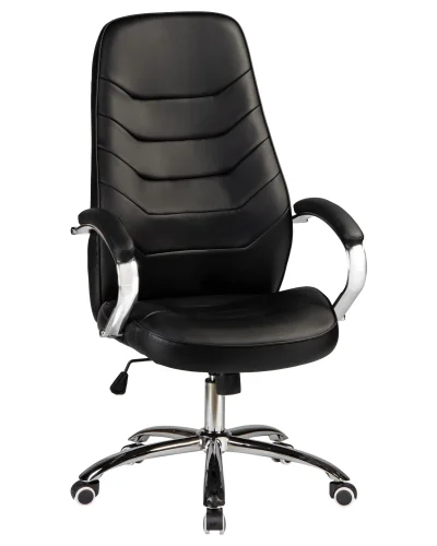 Офисное кресло для руководителей 115B-LMR WILLIS, цвет чёрный Dobrin, чёрный/экокожа, ножки/металл/хром, размеры - 1160*1230***660*670