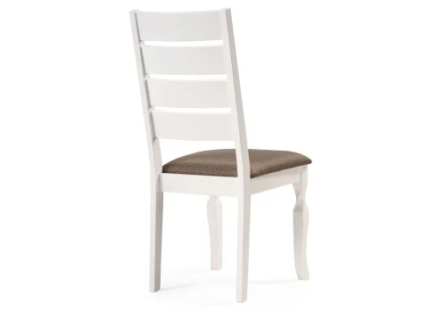 Деревянный стул Vengen butter white / brown 15081 Woodville, коричневый/ткань, ножки/дерево/белый, размеры - ****460*550 фото 4