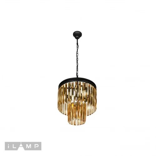 Люстра подвесная Triumph 7382/3+1P CR iLamp янтарная на 4 лампы, основание чёрное в стиле современный 