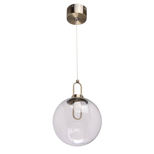 Светильник подвесной LED Крайс 657011101 DeMarkt прозрачный 1 лампа, основание бронзовое в стиле модерн шар