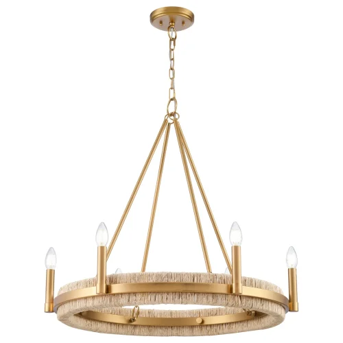 Люстра подвесная Beryl WE587.06.503 Wertmark без плафона на 6 ламп, основание бронзовое в стиле кантри классический Люстра подвесная Beryl WE587.06.503 Wertmark без плафона на 6 ламп, основание бронзовое в стиле кантри классический