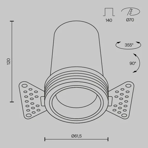 Светильник точечный Focus Led DL125-L12-4K-TRS-B Maytoni чёрный на 1 лампу, основание чёрное в стиле современный хай-тек для затирки круглый фото 9