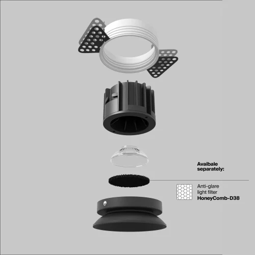Светильник точечный LED Round DL058-12W4K-TRS-B Maytoni чёрный на 1 лампу, основание в стиле современный для затирки фото 10