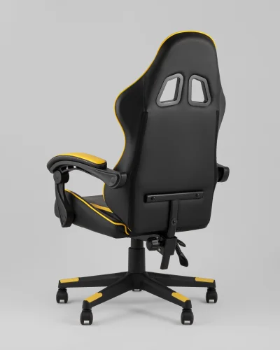 Кресло спортивное TopChairs Shadow, черно-желтый УТ000039464 Stool Group, чёрный жёлтый/экокожа, ножки/полимер/чёрный, размеры - 1170*1270***710*710 фото 4