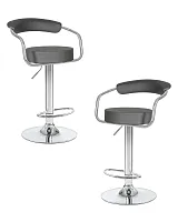 Стул барный набор 2 шт. SET-2 5013-LM MARTA, цвет сиденья серый, цвет основания хром Dobrin, /экокожа, ножки/металл/хром, размеры - 830*1040***520*490