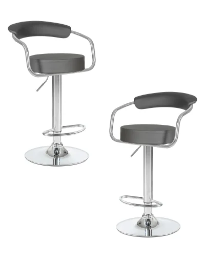 Стул барный набор 2 шт. SET-2 5013-LM MARTA, цвет сиденья серый, цвет основания хром Dobrin, /экокожа, ножки/металл/хром, размеры - 830*1040***520*490