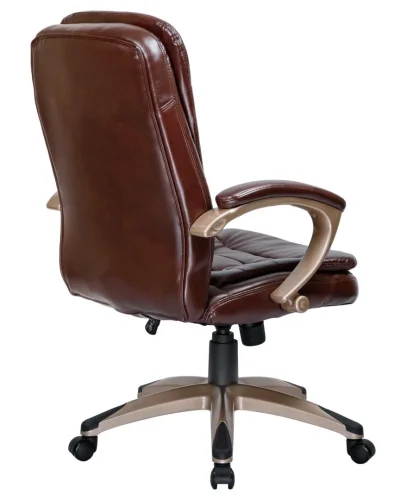 Офисное кресло для руководителей 106B-LMR DONALD, цвет коричневый Dobrin, коричневый/экокожа, ножки/металл/бежевый, размеры - 1030*1110***720*720 фото 4