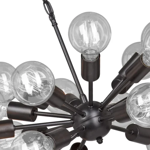 Люстра подвесная V4336-1/18 Vitaluce без плафона на 18 ламп, основание чёрное в стиле лофт фото 2