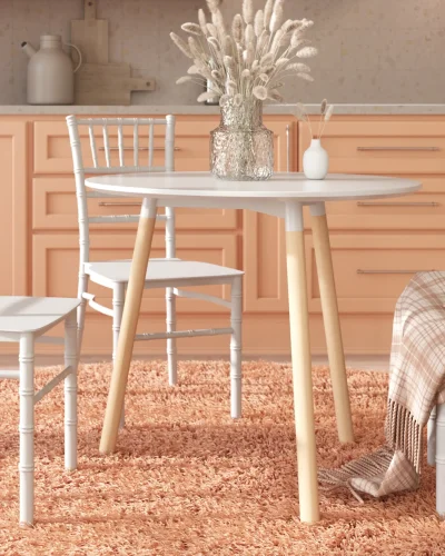 Стол круглый EAMES DST NEW D=80 белый на деревянных ножках УТ000039064 Stool Group столешница белая из мдф фото 7