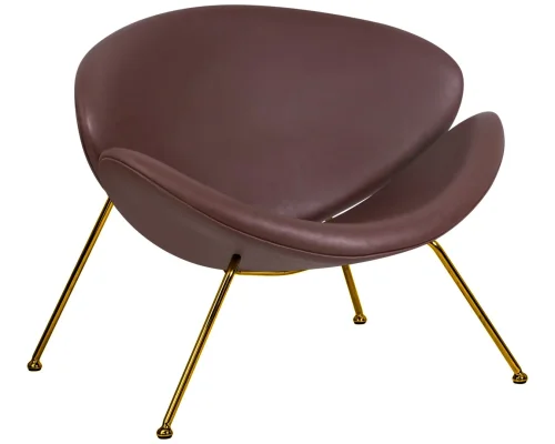 Кресло дизайнерское 72-LMO EMILY, цвет сиденья коричневый (YP5), цвет основания золото Dobrin, коричневый/винил, ножки/металл/золотой, размеры - ****810*780