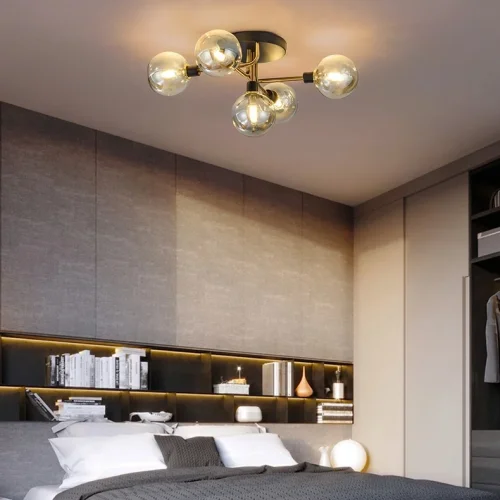 Люстра подвесная NEXO 5 Прозрачный, Золото 178276-26 ImperiumLoft прозрачная на 5 ламп, основание золотое в стиле современный фото 22