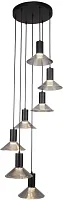 Люстра подвесная LED Feris 4622-7P F-promo прозрачная на 7 ламп, основание чёрное в стиле лофт каскад