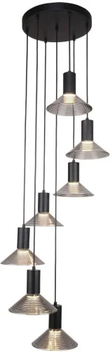 Люстра подвесная LED Feris 4622-7P F-promo прозрачная на 7 ламп, основание чёрное в стиле лофт каскад
