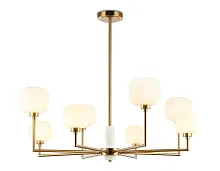 Люстра на штанге LH53017 Ambrella light белая на 8 ламп, основание латунь в стиле классический 