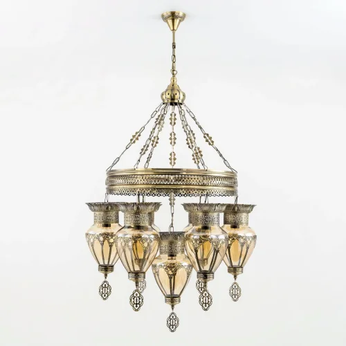 Люстра подвесная Каир CL419263 Citilux янтарная на 7 ламп, основание бронзовое в стиле восточный  фото 4