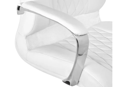 Компьютерное кресло Damian white / satin chrome 15429 Woodville, белый/экокожа, ножки/металл/хром, размеры - *1330***650* фото 7