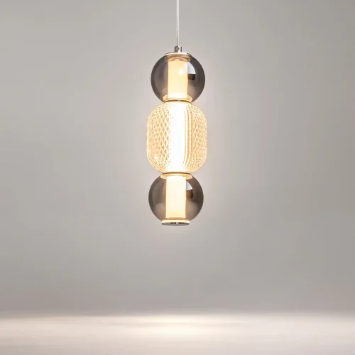 Светильник подвесной LED Drop MOD273PL-L16CH3K Maytoni прозрачный янтарный на 1 лампу, основание хром в стиле арт-деко современный фото 8