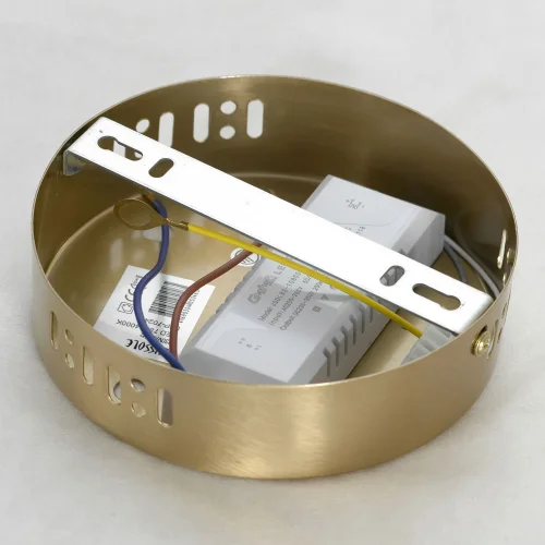 Люстра подвесная LED Centennial LSP-7024 Lussole прозрачная на 1 лампа, основание золотое в стиле современный кольца фото 5