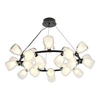 Люстра подвесная Inglewood LSP-6065 Lussole белая на 28 ламп, основание чёрное в стиле современный Люстра подвесная Inglewood LSP-6065 Lussole белая на 28 ламп, основание чёрное в стиле современный